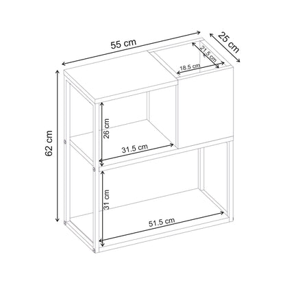 Hasvo 55 cm Multi-Tier Side Table with Cube Storage — Sonoma Oak