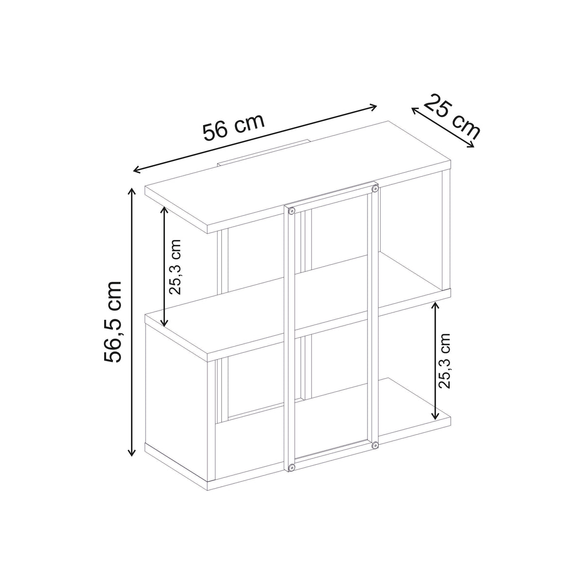 Grelle 56 cm Two-Tier Side Table with Metal Frame — Whiskey Oak