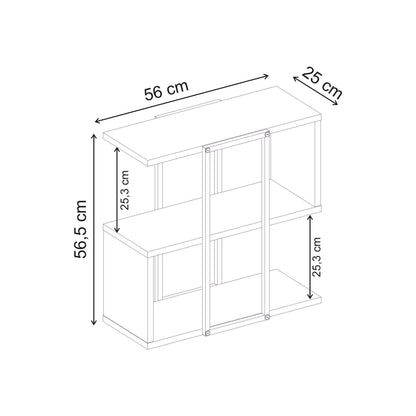 Grelle 56 cm Two-Tier Side Table with Metal Frame — Whiskey Oak
