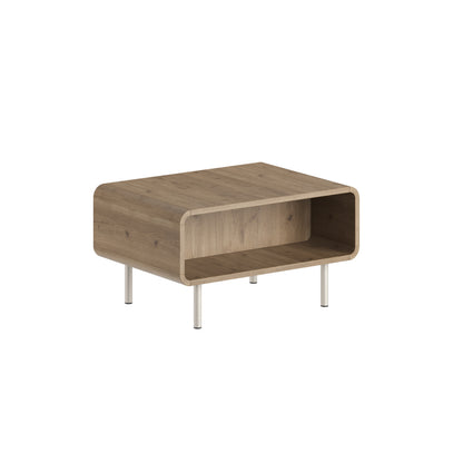 Tovra 70 cm Coffee Table with Open Shelf and Metal Legs — Natural Oak