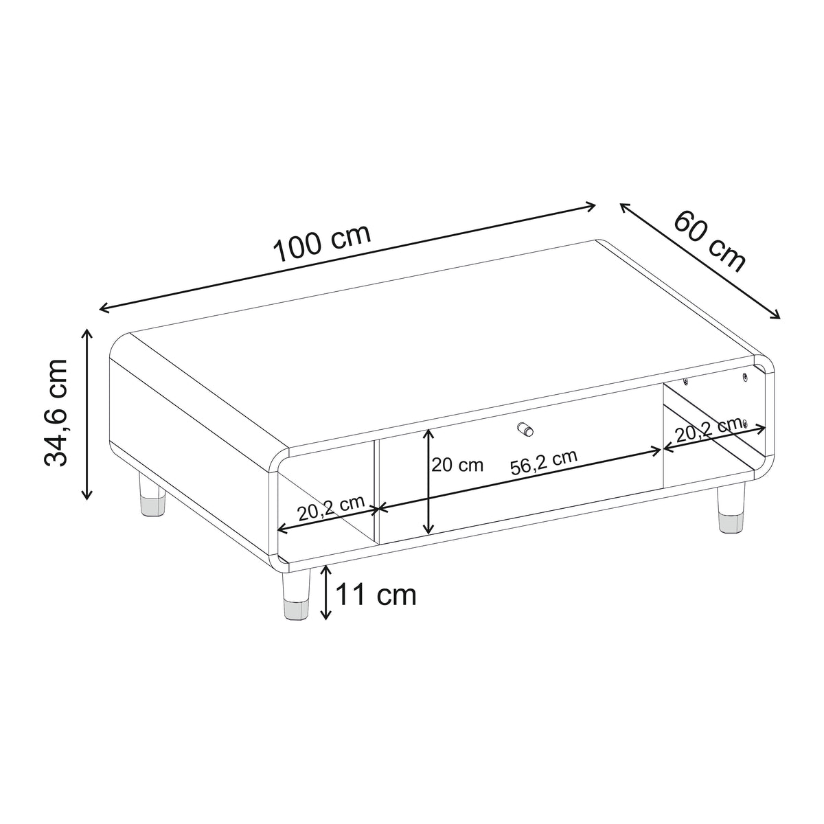Dovrin 100 cm Coffee Table with Soft-Close Door Storage — Natural Oak