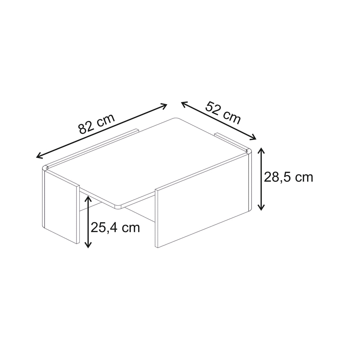 Pallow 82 cm Low Coffee Table with Solid Panel Ends — Natural Oak