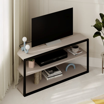 Corner TV Stand for 43 Inch – Ceku Modern Unit with Metal Frame & Shelves