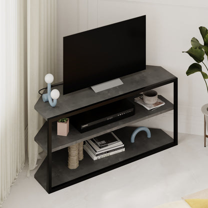 Corner TV Stand for 43 Inch – Ceku Modern Unit with Metal Frame & Shelves