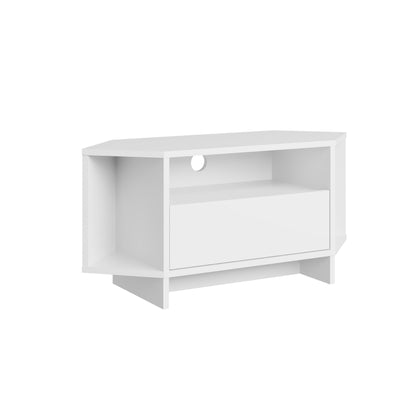 Corner TV Stand for 40 Inch TVs – Lila Modern Unit with Cabinet & Cable Management