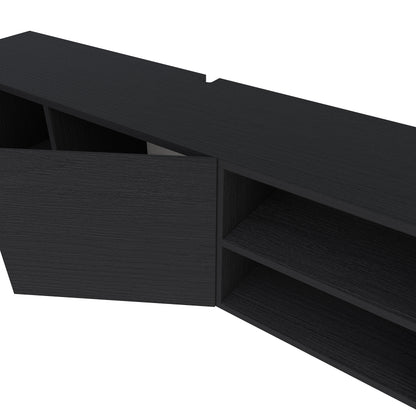 Ravnor 140cm TV Unit with 2 Soft-Close Handleless Doors — Black Wood