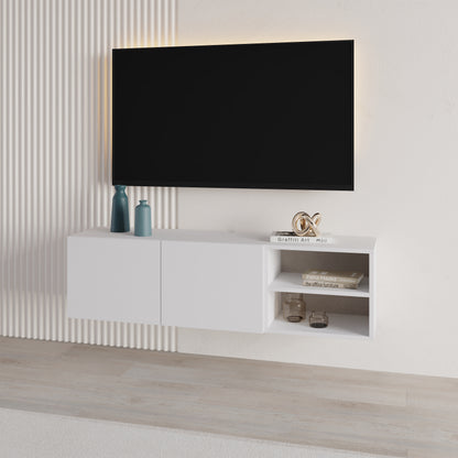 Ravnor 140cm TV Unit with 2 Soft-Close Handleless Doors — White