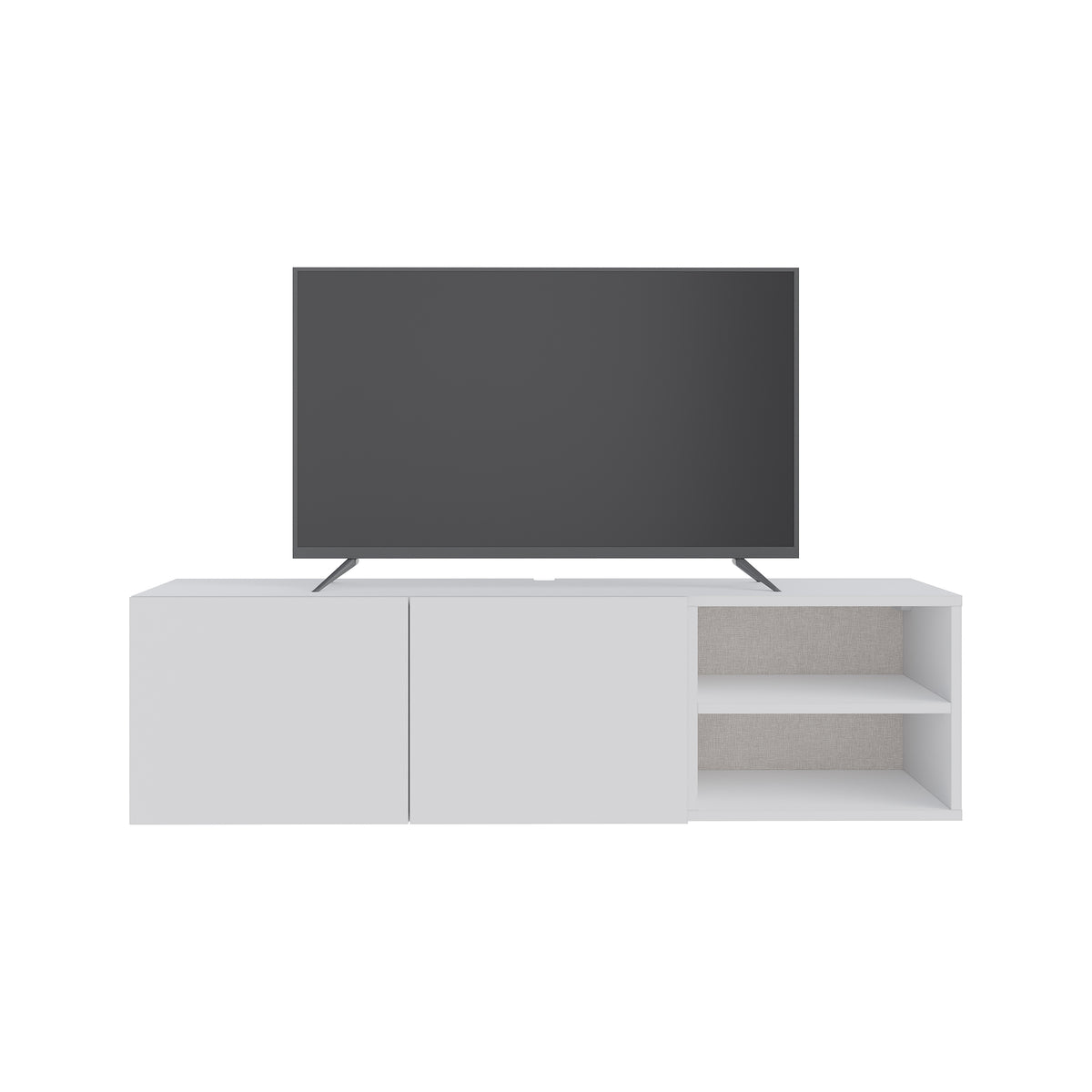 Ravnor 140cm TV Unit with 2 Soft-Close Handleless Doors — White