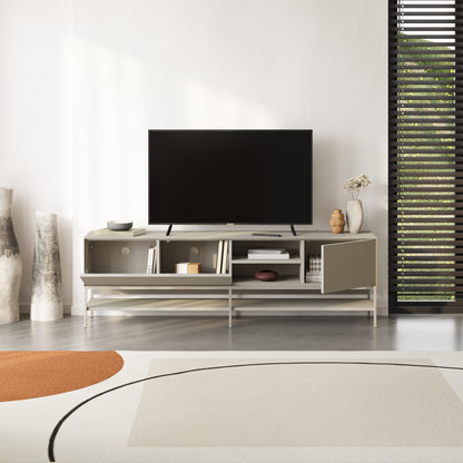 Arnvo 180cm TV Stand with Push-to-Open Doors & Metal Legs — Sandstone
