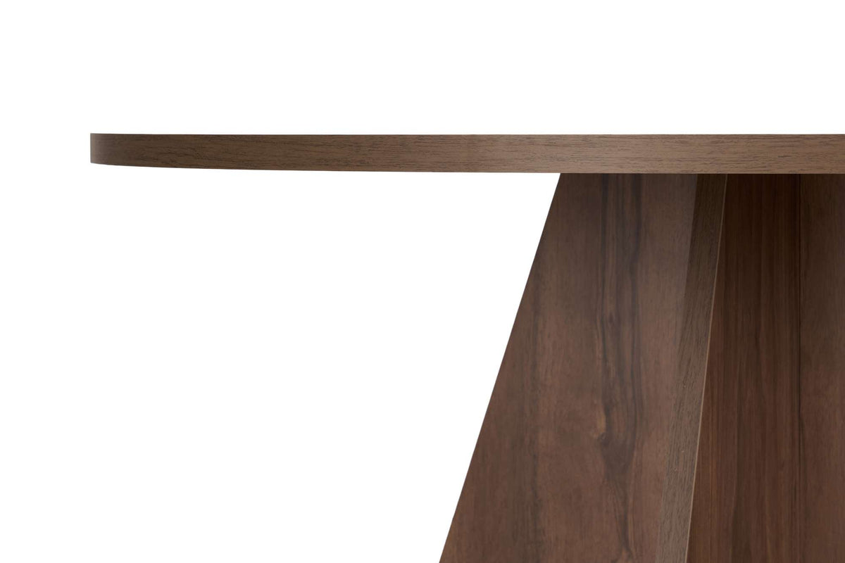 Tamsk 120cm Round Dining Table for 4 with Panel Legs — Natural Walnut Effect