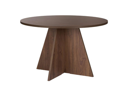 Tamsk 120cm Round Dining Table for 4 with Panel Legs — Natural Walnut Effect