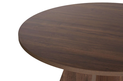 Tamsk 120cm Round Dining Table for 4 with Panel Legs — Natural Walnut Effect