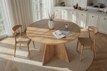 Tamsk 120cm Round Dining Table for 4 with Panel Legs — Oak