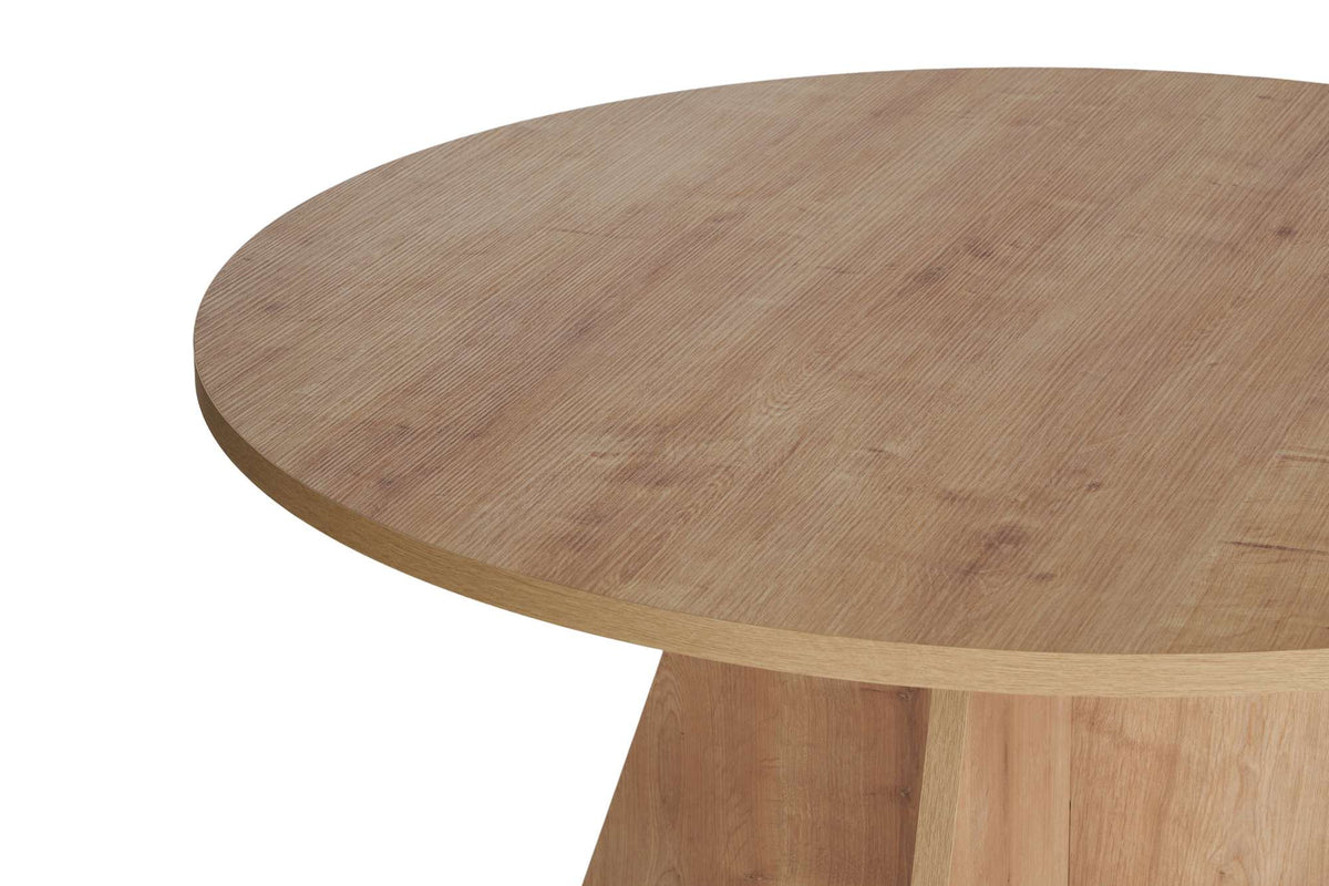 Tamsk 120cm Round Dining Table for 4 with Panel Legs — Oak