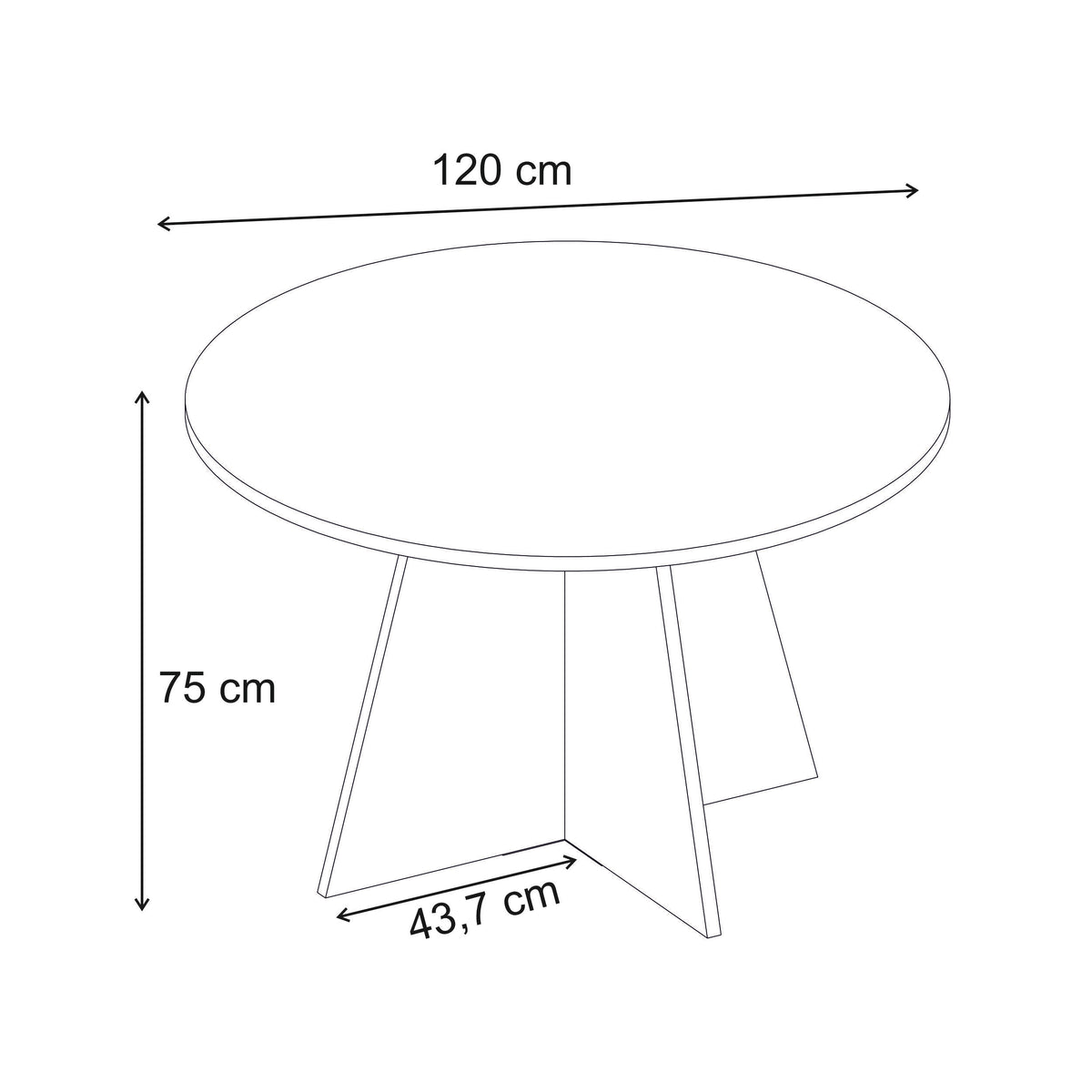 Tamsk 120cm Round Dining Table for 4 with Panel Legs — Natural Walnut Effect