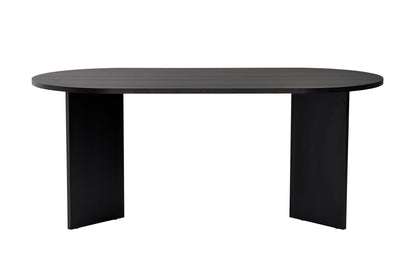 Vanrik 180x90cm Oval Dining Table with Twin Panel Legs — Black Wood