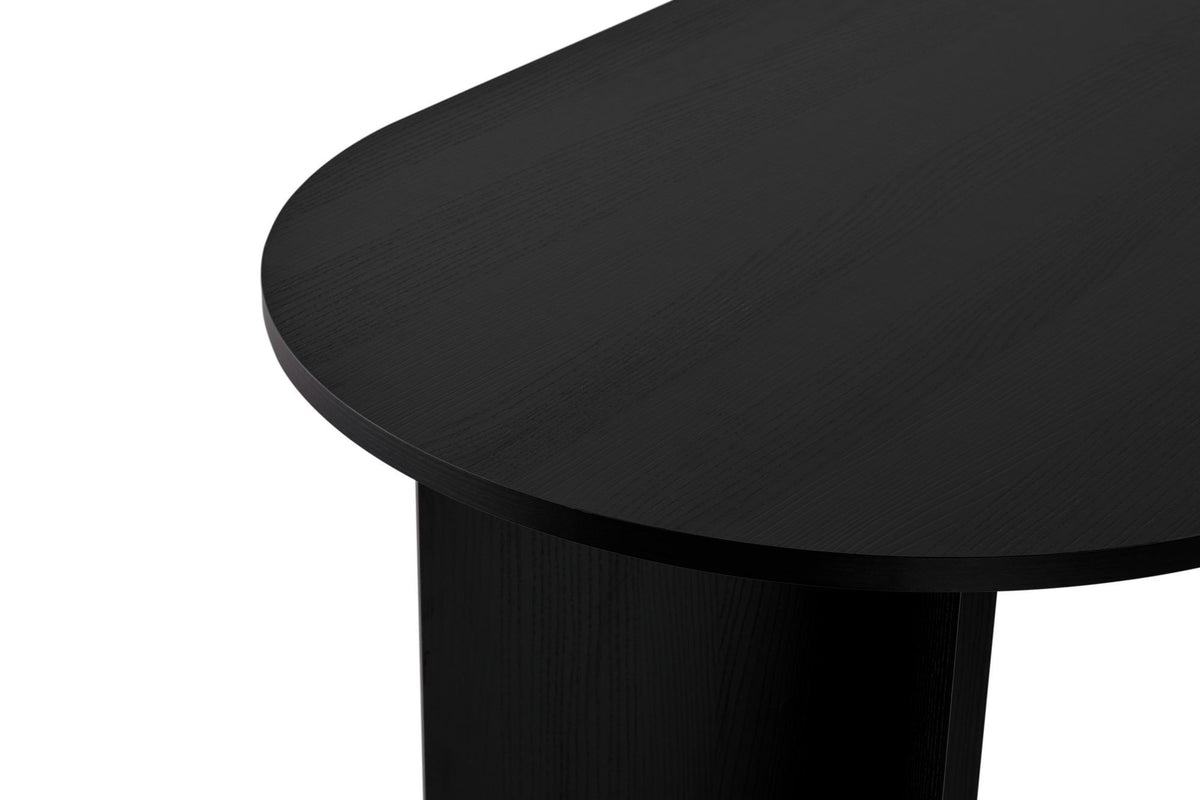 Vanrik 180x90cm Oval Dining Table with Twin Panel Legs — Black Wood