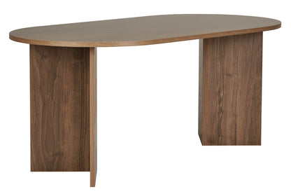 Vanrik 180x90cm Oval Dining Table with Twin Panel Legs — Natural Walnut Effect