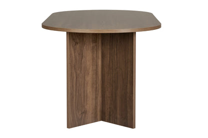 Vanrik 180x90cm Oval Dining Table with Twin Panel Legs — Natural Walnut Effect