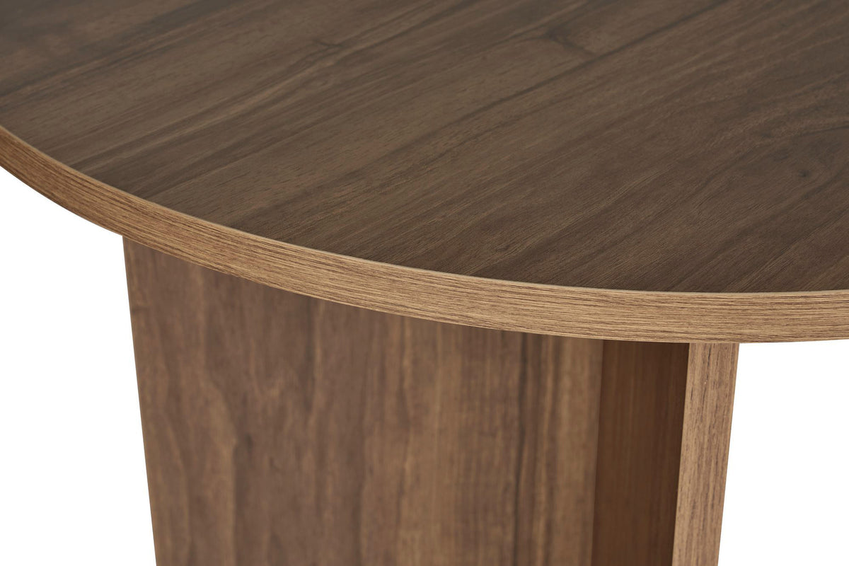 Vanrik 180x90cm Oval Dining Table with Twin Panel Legs — Natural Walnut Effect