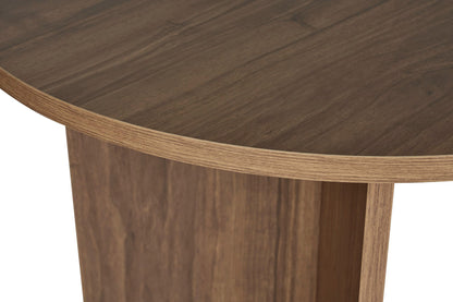 Vanrik 180x90cm Oval Dining Table with Twin Panel Legs — Natural Walnut Effect