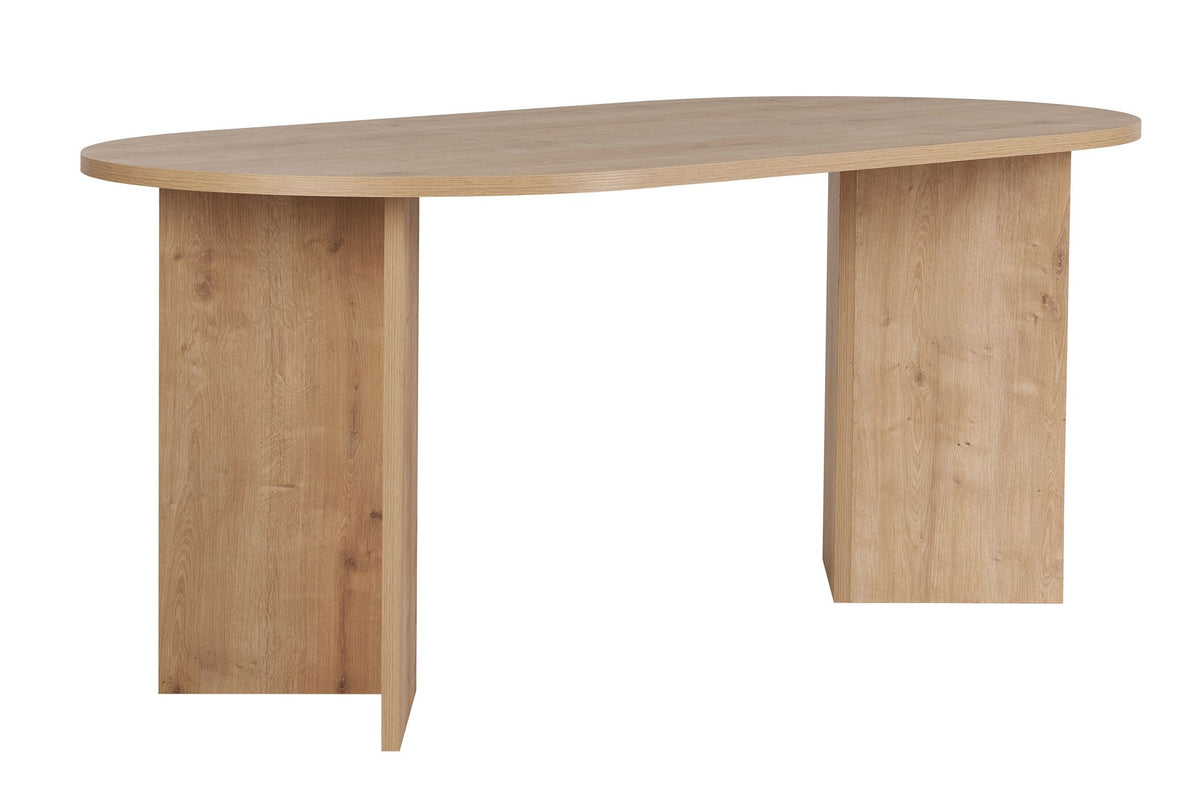Vanrik 180x90cm Oval Dining Table with Twin Panel Legs — Oak
