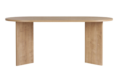 Vanrik 180x90cm Oval Dining Table with Twin Panel Legs — Oak