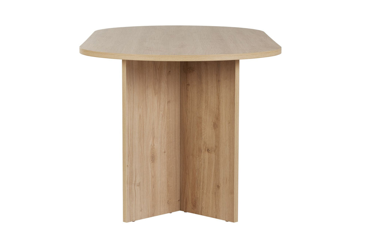 Vanrik 180x90cm Oval Dining Table with Twin Panel Legs — Oak