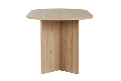 Vanrik 180x90cm Oval Dining Table with Twin Panel Legs — Oak