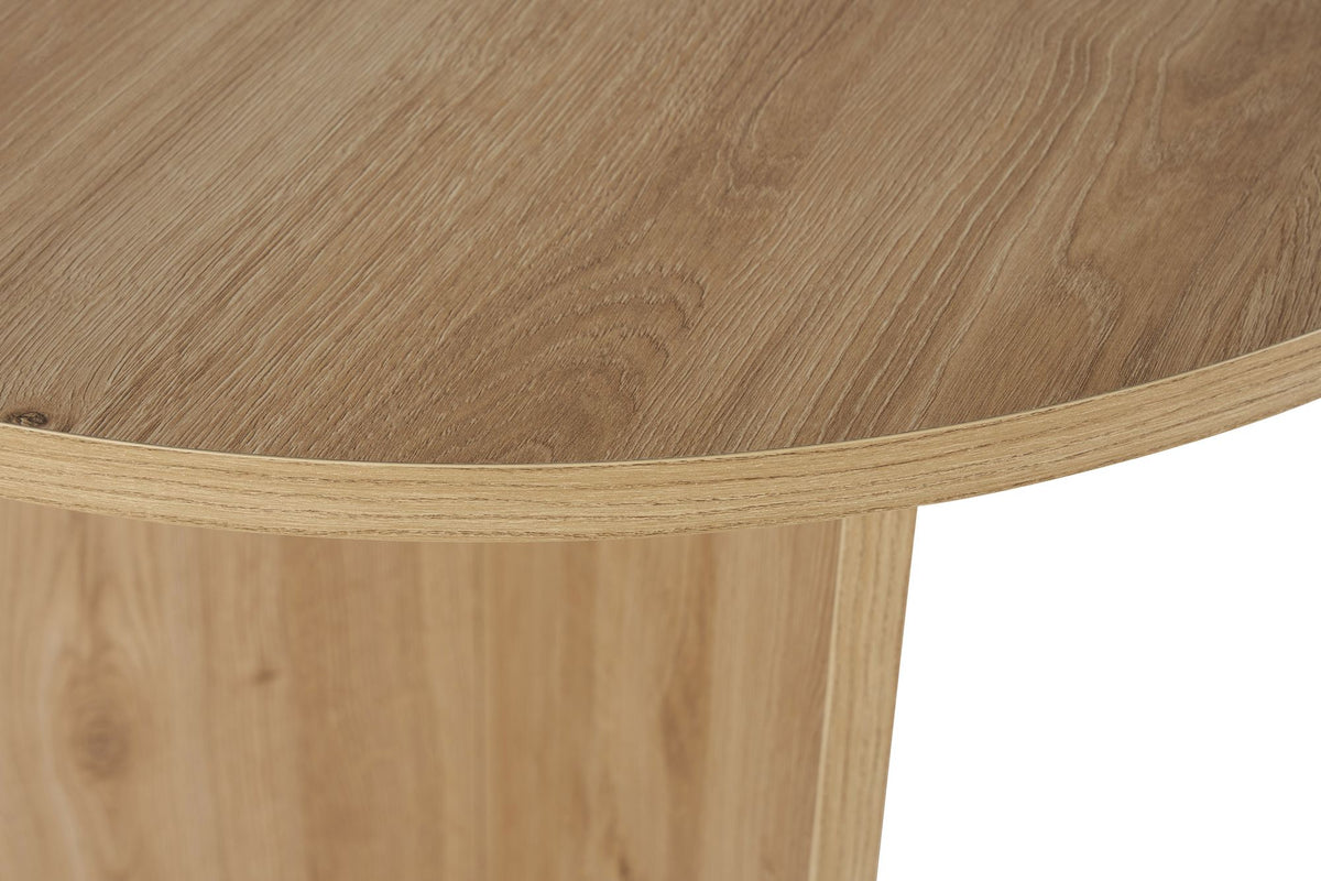 Vanrik 180x90cm Oval Dining Table with Twin Panel Legs — Oak