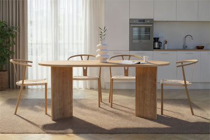 Vanrik 180x90cm Oval Dining Table with Twin Panel Legs — Oak