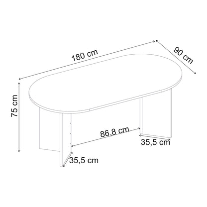 Vanrik 180x90cm Oval Dining Table with Twin Panel Legs — Oak