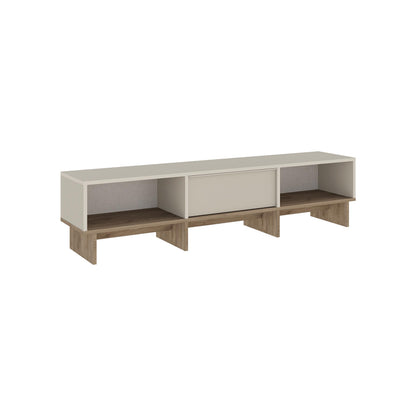 Trunvo 170cm TV Stand with Drop-Down Door and Open Shelves — Sandstone, Natural Oak