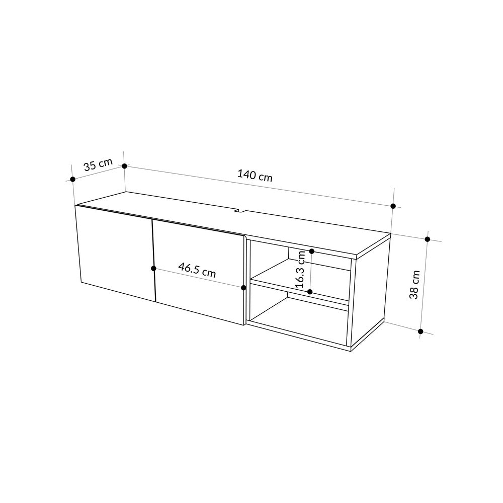 Gilvar 140cm Floating-Style TV Unit with 2 Soft-Close Doors — Sandstone