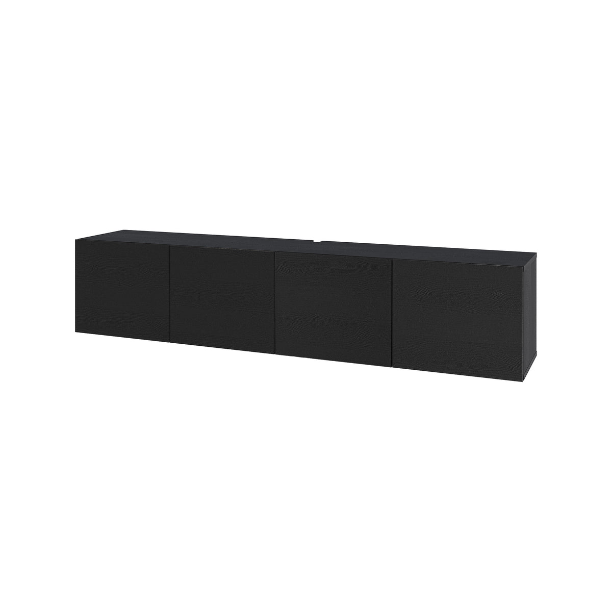 Hesmo 180cm Wall-Mounted TV Unit with 4 Soft-Close Doors — Black Wood