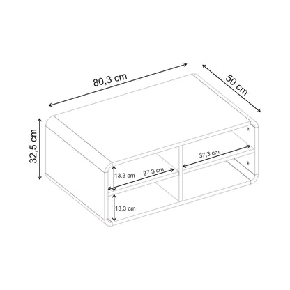 Bevund 80 cm Coffee Table with 4 Open Compartments — Natural Oak
