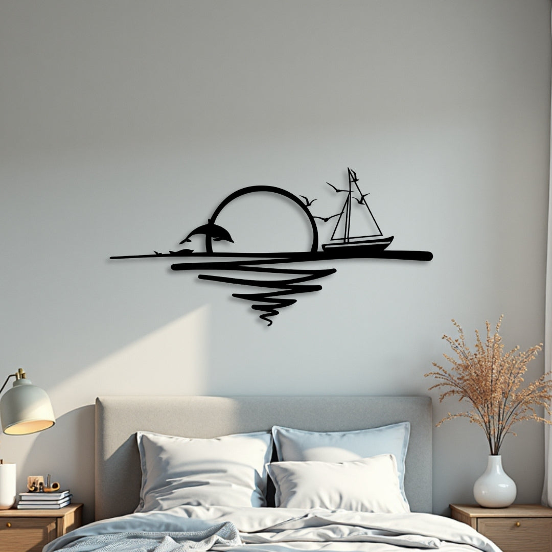 Sunrise Metal Wall Art – Metal Nautical Design for Indoor & Outdoor Spaces