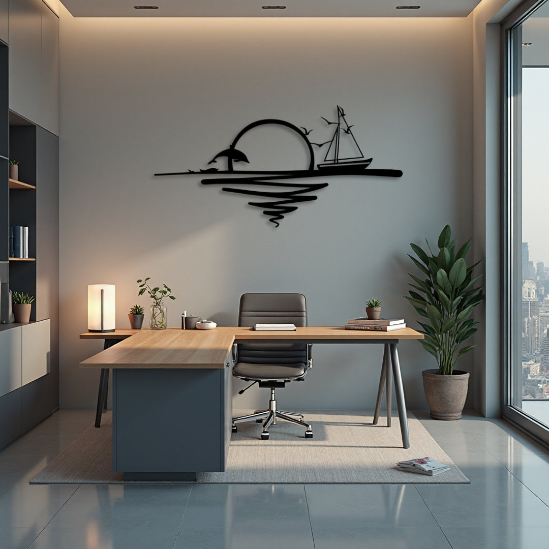 Sunrise Metal Wall Art – Metal Nautical Design for Indoor & Outdoor Spaces