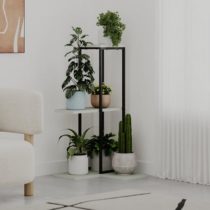Vetra 3-Tier Plant Stand – Corner or Straight Setup, Stylish Metal Frame in Sage Green, Stone or Beige