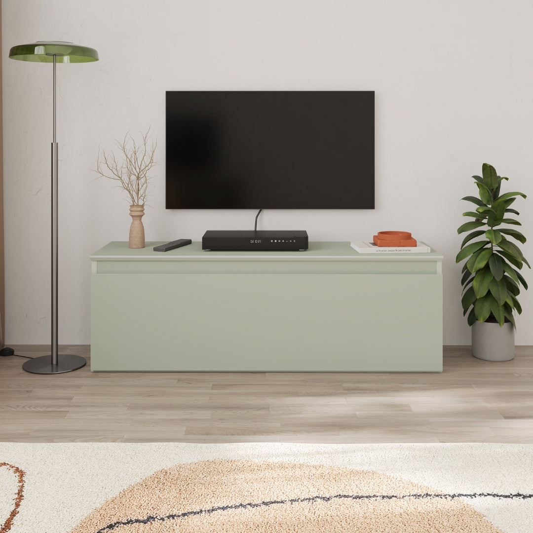 Modern Sunset TV Stand with Drop-Down Door – Compact Lowboard Unit with Hidden Storage, 120 cm