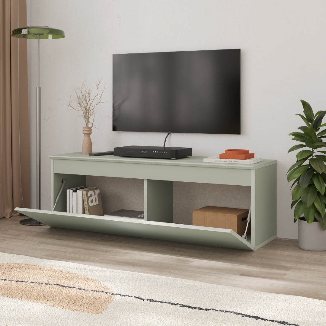 Modern Sunset TV Stand with Drop-Down Door – Compact Lowboard Unit with Hidden Storage, 120 cm