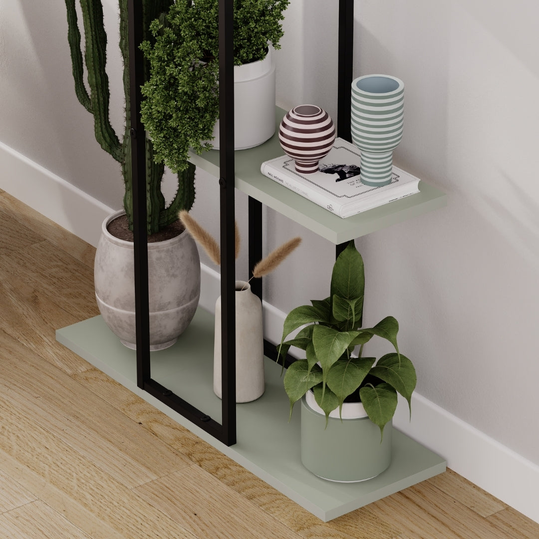 Vetra 3-Tier Plant Stand – Corner or Straight Setup, Stylish Metal Frame in Sage Green, Stone or Beige