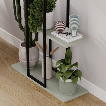 Vetra 3-Tier Plant Stand – Corner or Straight Setup, Stylish Metal Frame in Sage Green, Stone or Beige