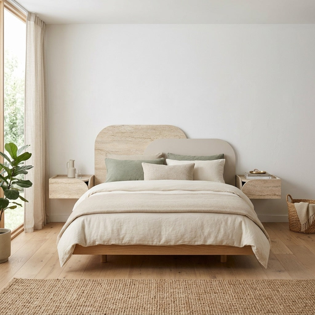 Astrel 160cm Layered Wall-Mounted Headboard for King Size Bed — Travertine, Sandstone, image 3