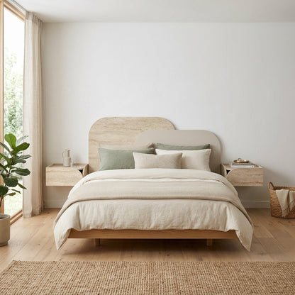 Astrel 160cm Layered Wall-Mounted Headboard for King Size Bed — Travertine, Sandstone, image 3
