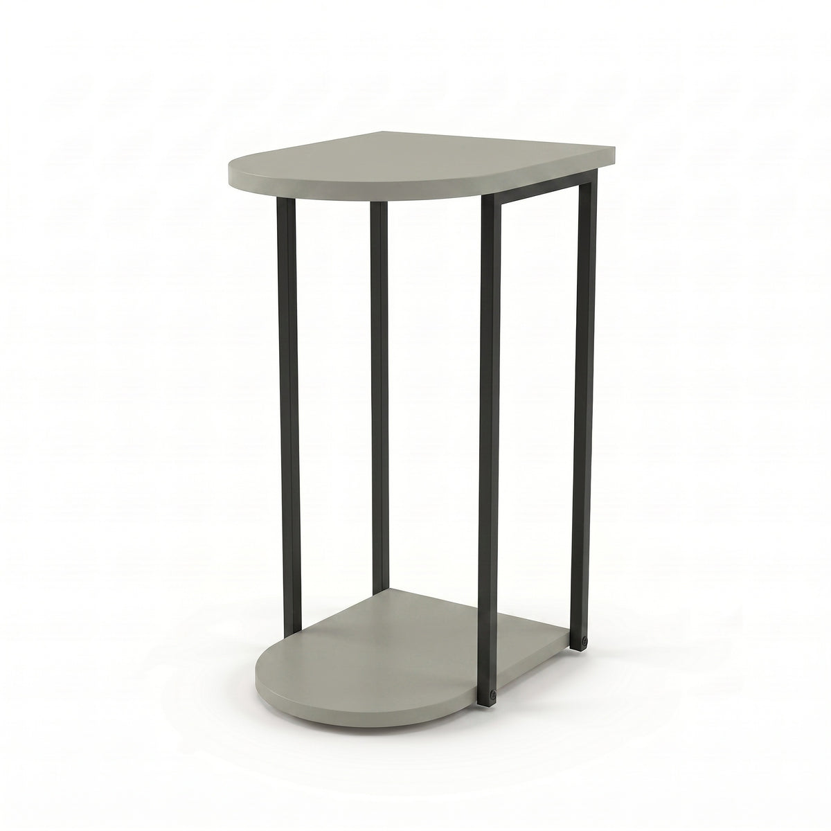 Yrsel 42cm Half-Round Side Table with Lower Shelf — Ash Green