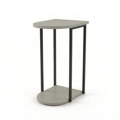Yrsel 42cm Half-Round Side Table with Lower Shelf — Ash Green