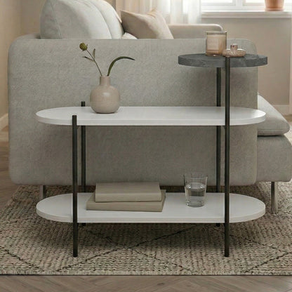Fyrel 64cm 3-Tier Display Side Table with Metal Frame — White
