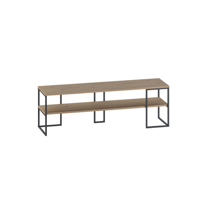 Quorne 140cm Open TV Unit with Black Metal Frame — Natural Oak