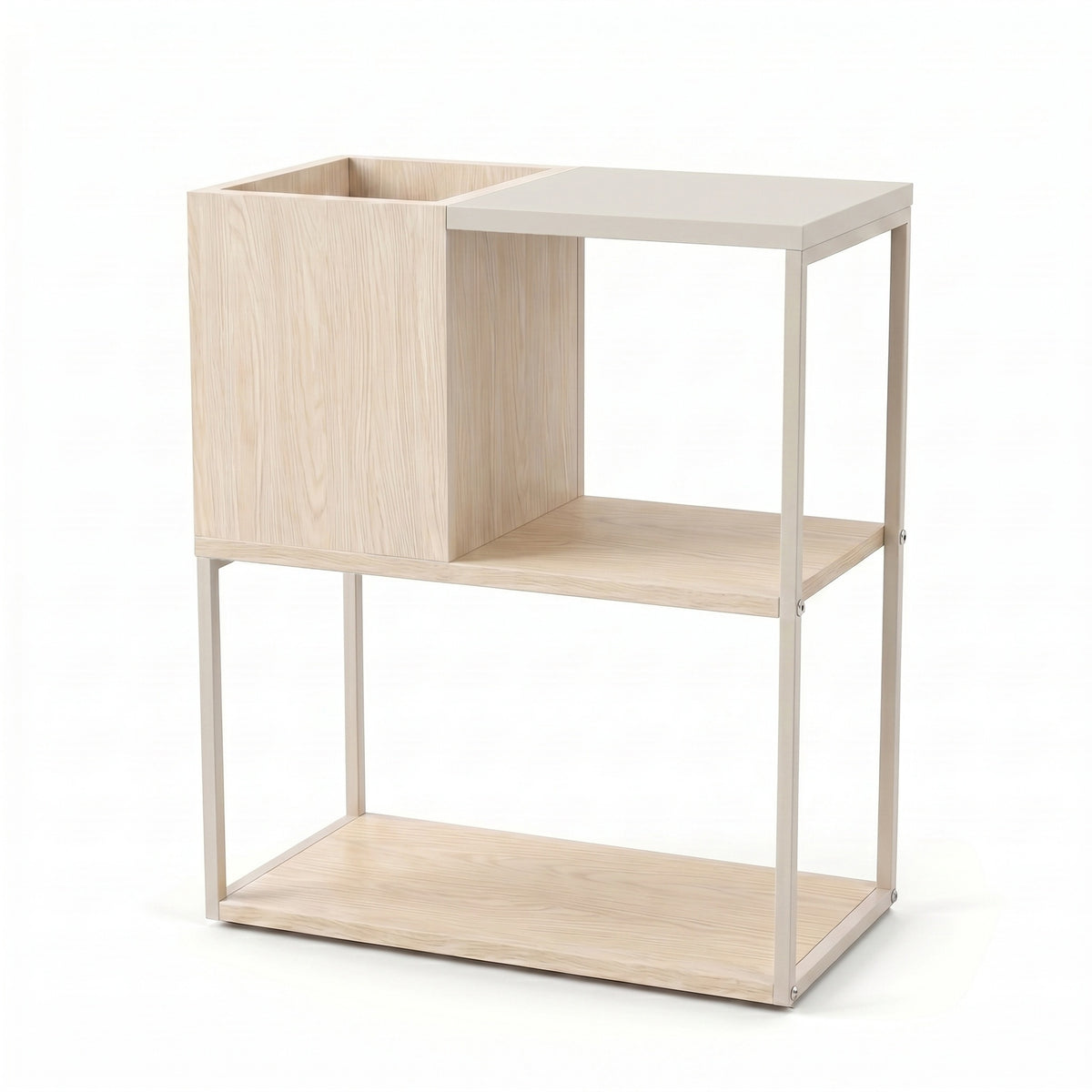 Hasvo 55 cm Multi-Tier Side Table with Cube Storage — Sonoma Oak